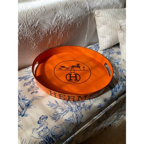 hermes orange lacquer tray|hermes wicker tray.